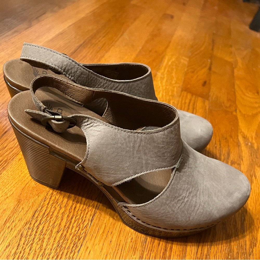 Dansko suede sling heels.